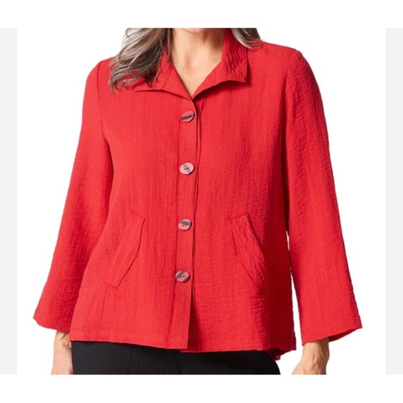 Habitat Clothes To Live In Red Crinkle Swing Jacket Women Size S New